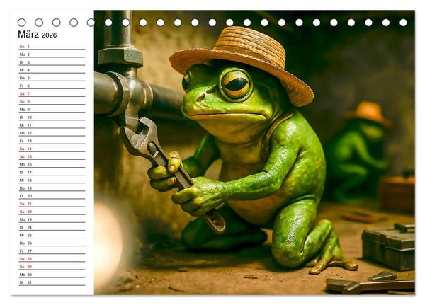 Produktbild: Frosch bei der Arbeit- Dienst nach Vorschrift (Tischkalender 2026 DIN A5 quer), CALVENDO Monatskalender