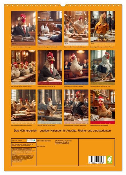 Produktbild: Das H&uuml;hnergericht - Lustiger Kalender f&uuml;r Anw&auml;lte, Richter und Jurastudenten (hochwertiger Premium Wandkalender 2026 DIN A2 hoch), Kunstdruck in Hochglanz