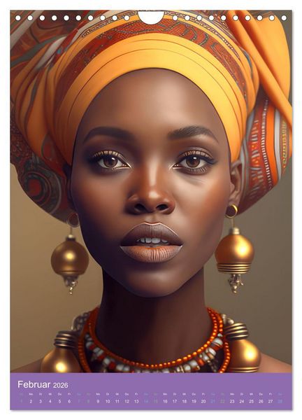 Produktbild: Afrikanische Frauen - Portraits im Stil der afrikanischen Kultur (Wandkalender 2026 DIN A4 hoch), CALVENDO Monatskalender