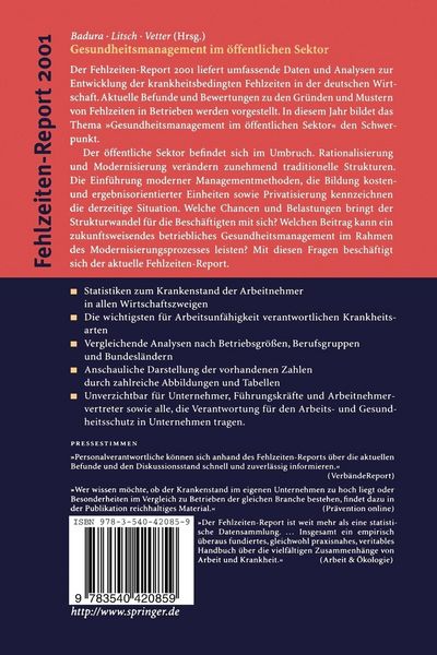 Produktbild: Fehlzeiten-Report 2001