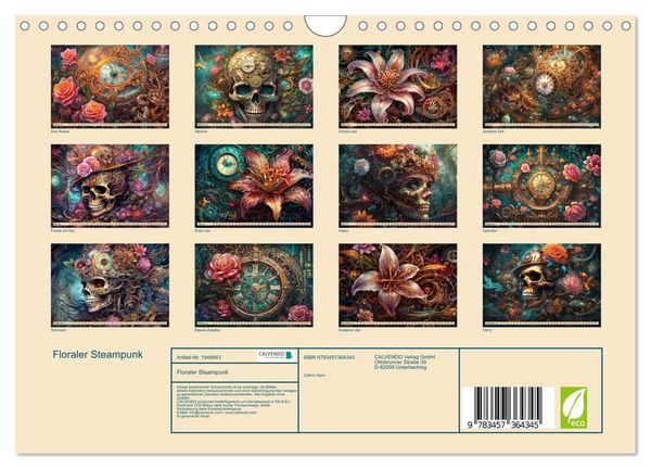 Produktbild: Floraler Steampunk (Wandkalender 2026 DIN A4 quer), CALVENDO Monatskalender