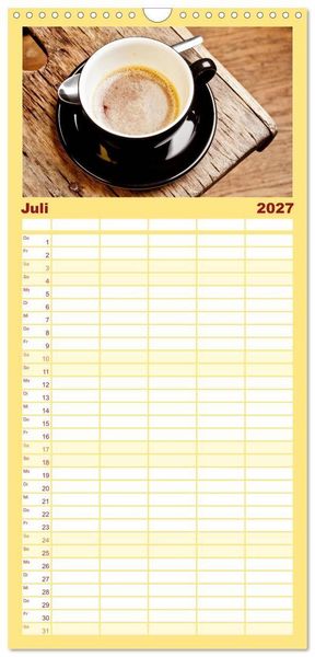 Produktbild: Familienplaner 2027 - KAFFEE 2027 mit 5 Spalten (Wandkalender, 21 x 45 cm) CALVENDO