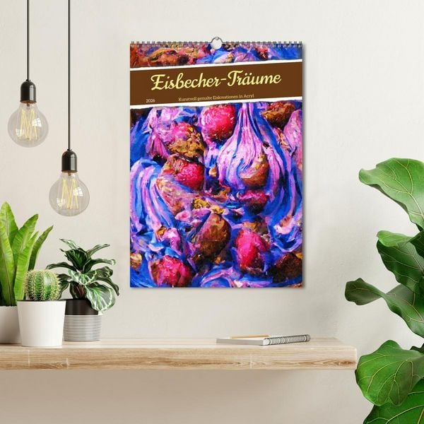 Produktbild: Eisbecher-Tr&auml;ume - Kunstvoll gemalte Eiskreationen in Acryl (Wandkalender 2026 DIN A3 hoch), CALVENDO Monatskalender