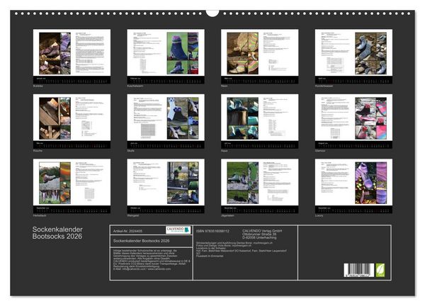 Produktbild: Sockenkalender Bootsocks 2026 (Wandkalender 2026 DIN A2 quer), CALVENDO Monatskalender