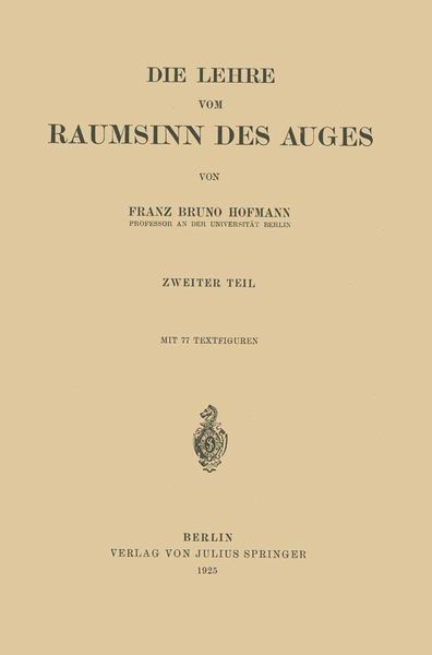 Produktbild: Die Lehre vom Raumsinn des Auges