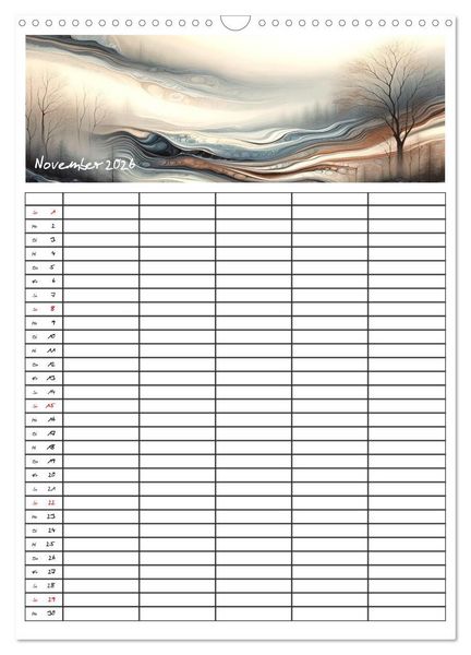 Produktbild: Pouring Art Familienplaner - Durch das Jahr mit KI-kreierter Pouring Kunst (Wandkalender 2026 DIN A3 hoch), CALVENDO Monatskalender