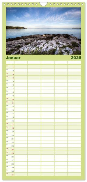 Produktbild: Familienplaner 2026 - Istrien, der Flair des S&uuml;dens mit 5 Spalten (Wandkalender, 21 x 45 cm) CALVENDO