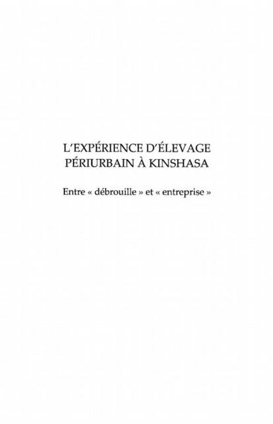Produktbild: L'experience d'elevage periurbain A kinshasa - entre &quote;dA