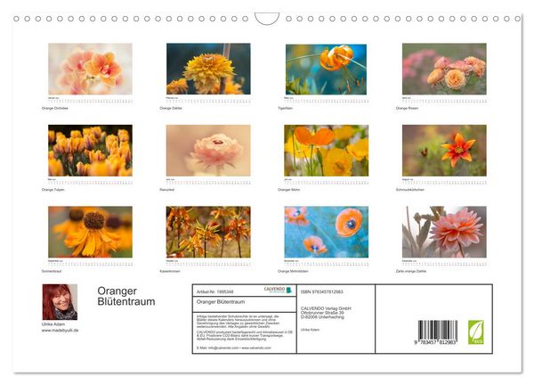 Produktbild: Oranger Bl&uuml;tentraum (Wandkalender 2026 DIN A3 quer), CALVENDO Monatskalender