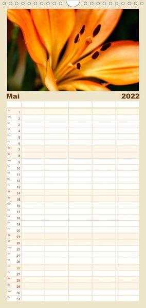 Produktbild: Familienplaner Floral Portraits - Blumen Impression (Wandkalender 2022 , 21 cm x 45 cm, hoch)