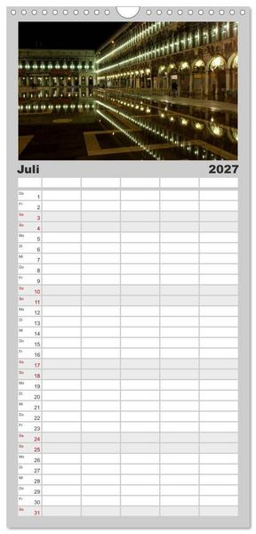 Produktbild: Familienplaner 2027 - Venedig bei Nacht mit 5 Spalten (Wandkalender, 21 x 45 cm) CALVENDO