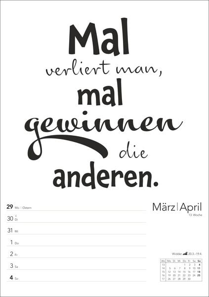 Produktbild: Typo-Spr&uuml;che-Kalender s/w Wochenplaner 2027 - mit 53 witzigen Spr&uuml;chen