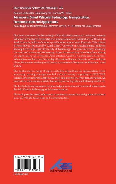 Produktbild: Advances in Smart Vehicular Technology, Transportation, Communication and Applications