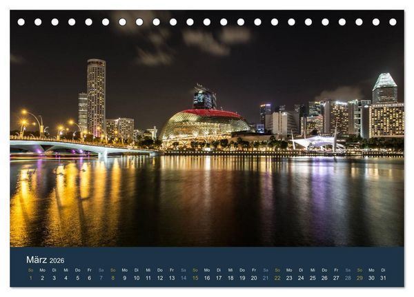 Produktbild: Singapur bei Nacht und Tag (Tischkalender 2026 DIN A5 quer), CALVENDO Monatskalender