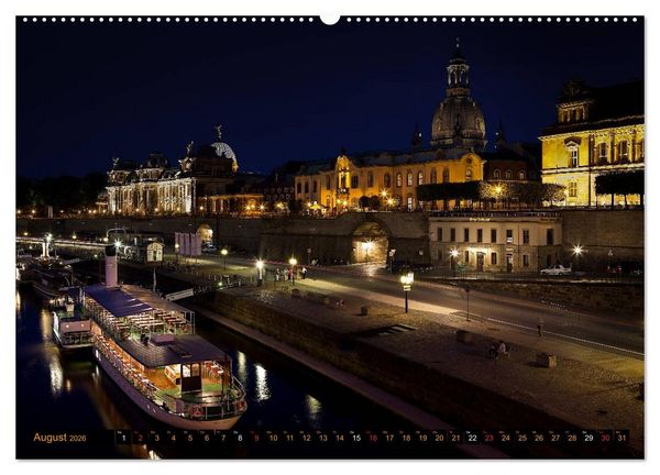 Produktbild: Eine Nacht in Dresden (hochwertiger Premium Wandkalender 2026 DIN A2 quer), Kunstdruck in Hochglanz