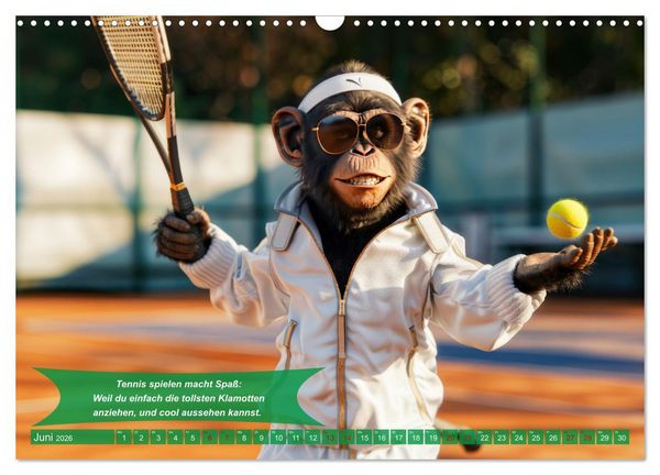 Produktbild: Der tierisch lustige Tennis-Kalender (Wandkalender 2026 DIN A3 quer), CALVENDO Monatskalender
