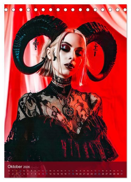 Produktbild: Teuflische Gothics - Gothic, Girls und H&ouml;rner (Tischkalender 2026 DIN A5 hoch), CALVENDO Monatskalender