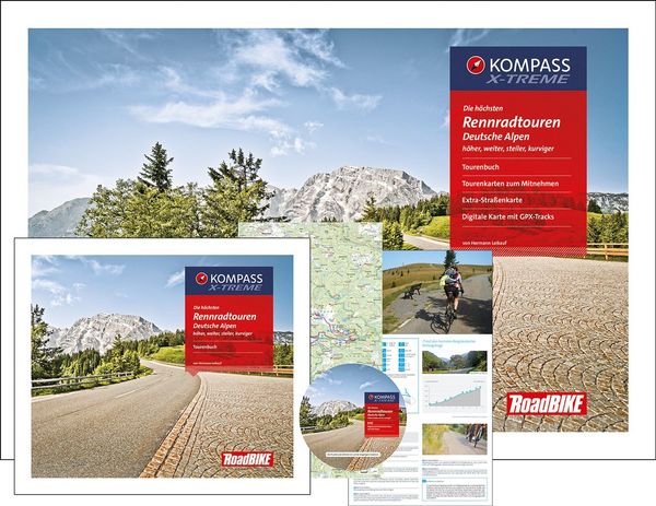 Produktbild: KOMPASS Rennradf&uuml;hrer Die h&ouml;chsten Rennradtouren Deutsche Alpen