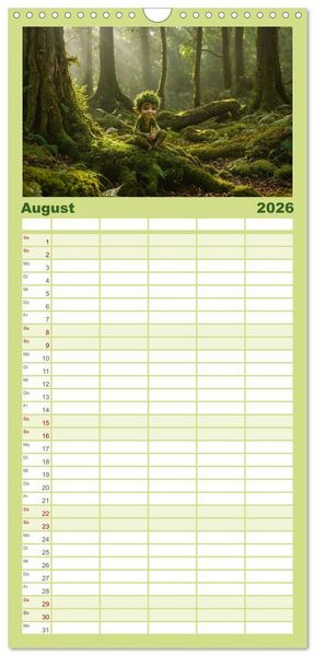 Produktbild: Familienplaner 2026 - Keltische Legenden - Die kleinen Wesen der Natur mit 5 Spalten (Wandkalender, 21 x 45 cm) CALVENDO