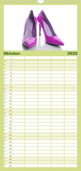 Produktbild: Familienplaner Farbenfrohe High Heels (Wandkalender 2022 , 21 cm x 45 cm, hoch)