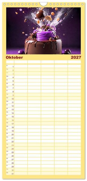 Produktbild: Familienplaner 2027 - Tortenschlacht - s&uuml;&szlig;e Versuchung mit 5 Spalten (Wandkalender, 21 x 45 cm) CALVENDO