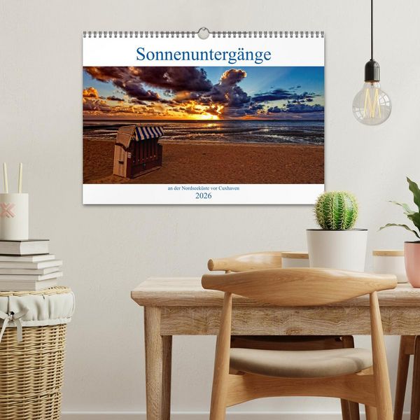 Produktbild: Sonnenunterg&auml;nge, an der Nordseek&uuml;ste vor Cuxhaven (Wandkalender 2026 DIN A3 quer), CALVENDO Monatskalender
