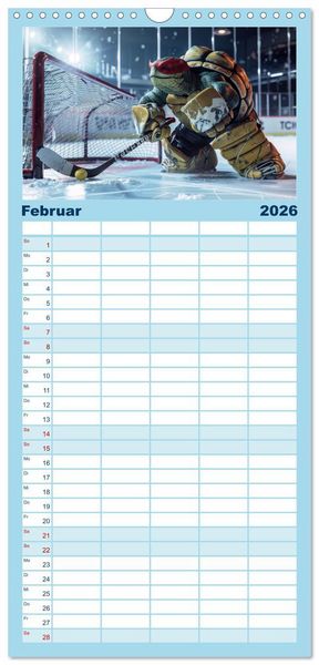 Produktbild: Familienplaner 2026 - Der tierisch lustige Eishockey Kalender mit 5 Spalten (Wandkalender, 21 x 45 cm) CALVENDO