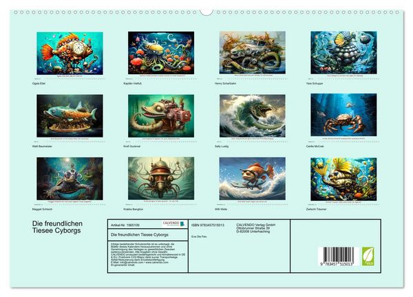 Produktbild: Die freundlichen Tiesee Cyborgs (hochwertiger Premium Wandkalender 2026 DIN A2 quer), Kunstdruck in Hochglanz