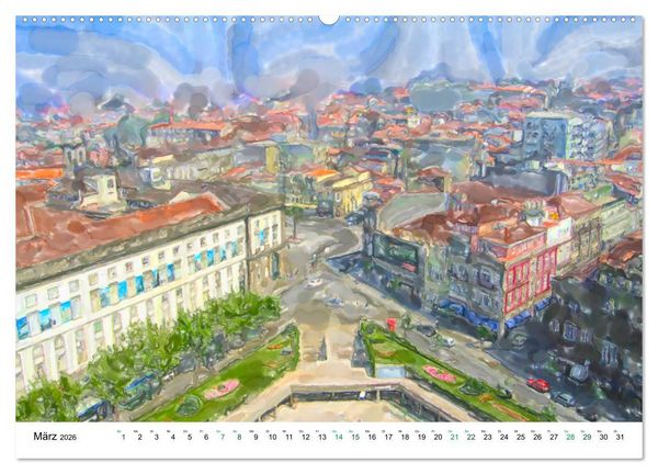 Produktbild: Porto - Ansichten in Aquarell (Wandkalender 2026 DIN A2 quer), CALVENDO Monatskalender