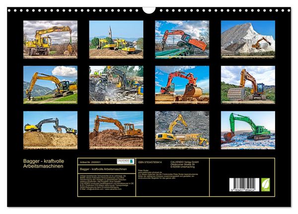 Produktbild: Bagger - kraftvolle Arbeitsmaschinen (Wandkalender 2026 DIN A3 quer), CALVENDO Monatskalender