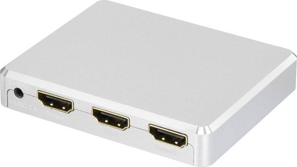 Produktbild: SpeaKa Professional 2 Port HDMI-Splitter mit Aluminiumgeh&auml;use, Ultra HD-f&auml;hig 3840 x 2160 Pixel