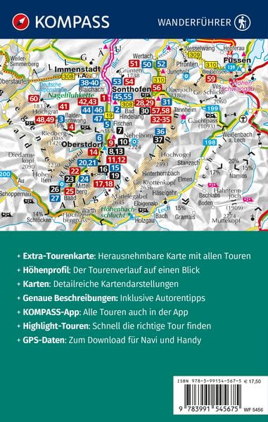Produktbild: KOMPASS Wanderf&uuml;hrer Allg&auml;u, Allg&auml;uer Alpen, 60 Touren mit Extra-Tourenkarte