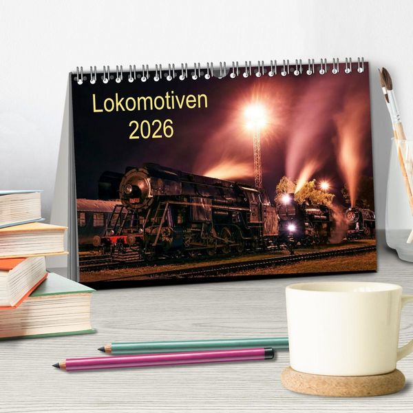 Produktbild: Lokomotiven 2026 (Tischkalender 2026 DIN A5 quer), CALVENDO Monatskalender