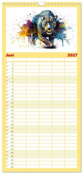 Produktbild: Familienplaner 2027 - Raubtiere voll Eleganz und Kraft mit 5 Spalten (Wandkalender, 21 x 45 cm) CALVENDO