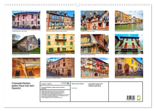 Produktbild: Fassadenfarben, jedes Haus hat sein Gesicht. (Wandkalender 2026 DIN A2 quer), CALVENDO Monatskalender