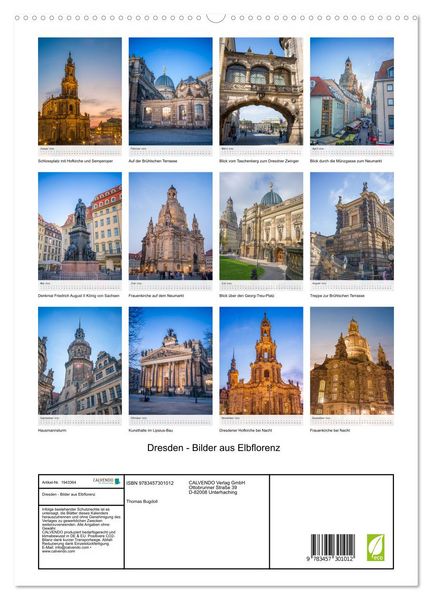 Produktbild: Dresden - Bilder aus Elbflorenz (hochwertiger Premium Wandkalender 2026 DIN A2 hoch), Kunstdruck in Hochglanz