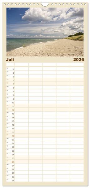Produktbild: Familienplaner 2026 - Vorpommern mit R&uuml;gen mit 5 Spalten (Wandkalender, 21 x 45 cm) CALVENDO