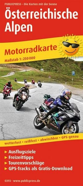 Produktbild: Publicpress Motorradkarte &Ouml;sterreichische Alpen 1:250.000