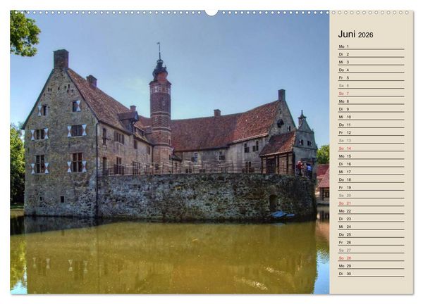 Produktbild: Burgen und Schl&ouml;sser im M&uuml;nsterland (hochwertiger Premium Wandkalender 2026 DIN A2 quer), Kunstdruck in Hochglanz
