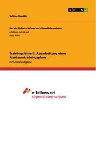 Produktbild: Trainingslehre II. Ausarbeitung eines Ausdauertrainingsplans
