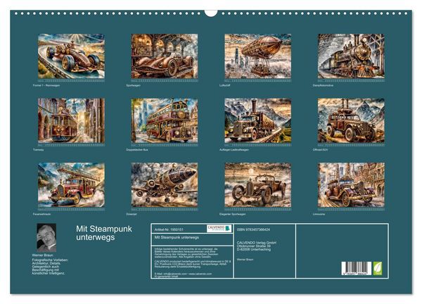 Produktbild: Mit Steampunk unterwegs (Wandkalender 2026 DIN A2 quer), CALVENDO Monatskalender