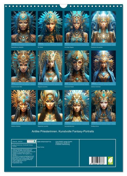 Produktbild: Antike Priesterinnen. Kunstvolle Fantasy-Portraits (Wandkalender 2026 DIN A3 hoch), CALVENDO Monatskalender