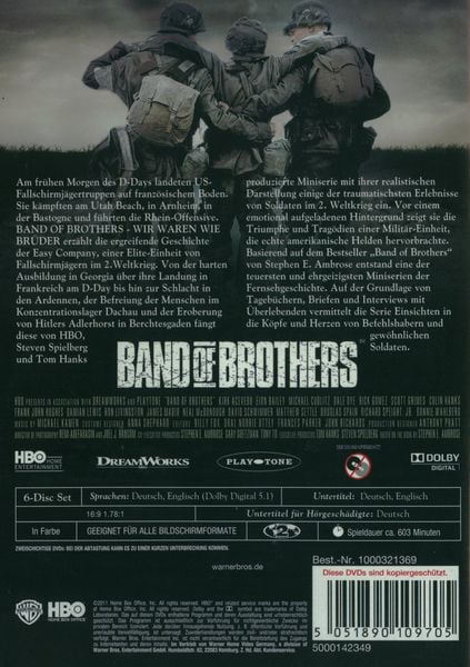 Produktbild: Band of Brothers - Wir waren wie Br&uuml;der: Die komplette Serie (Uncut) [6 DVDs]