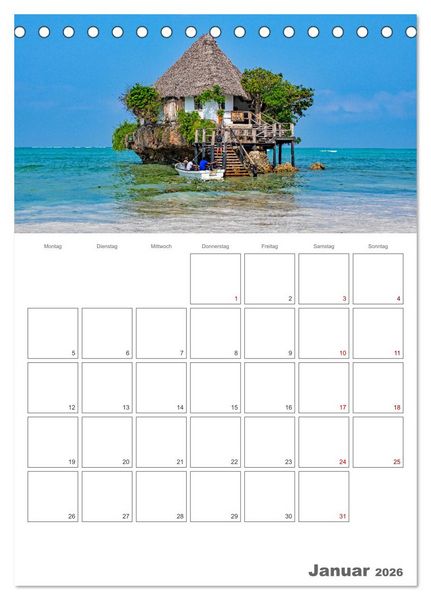 Produktbild: Sansibar - Traumreiseziel (Tischkalender 2026 DIN A5 hoch), CALVENDO Monatskalender