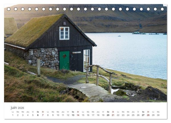 Produktbild: Lumi&egrave;res d'automne aux &icirc;les F&eacute;ro&eacute; (Calendrier de bureau 2026 DIN A5 vertical), CALVENDO calendrier mensuel