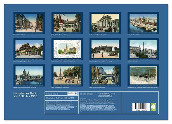 Produktbild: Historisches Berlin von 1888 bis 1918 (Wandkalender 2026 DIN A3 quer), CALVENDO Monatskalender