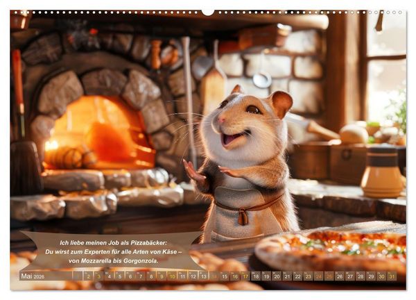 Produktbild: Tierisch lustige Pizzab&auml;cker (hochwertiger Premium Wandkalender 2026 DIN A2 quer), Kunstdruck in Hochglanz