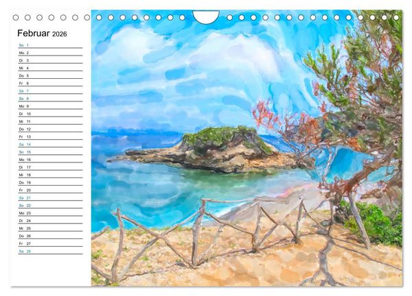 Produktbild: Mallorca - Impressionen in Aquarellfarben (Wandkalender 2026 DIN A4 quer), CALVENDO Monatskalender