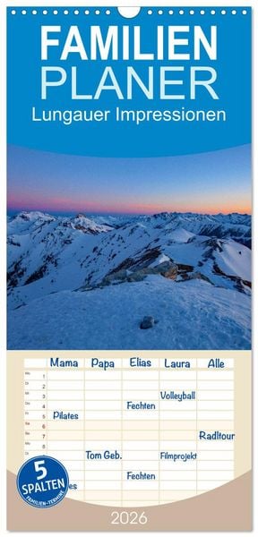 Familienplaner 2026 - Lungauer Impressionen mit 5 Spalten (Wandkalender, 21 x 45 cm) CALVENDO
