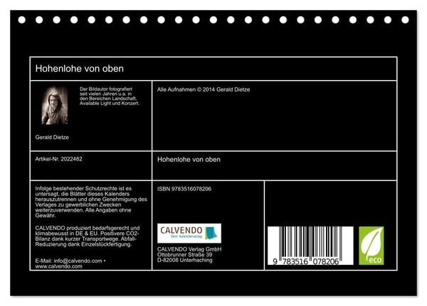 Produktbild: Hohenlohe von oben (Tischkalender 2026 DIN A5 quer), CALVENDO Monatskalender